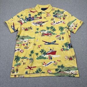 NWOT Polo Ralph Lauren Sz L Bear Mesh Polo Shirt Hawaiian Aloha Beach Classic